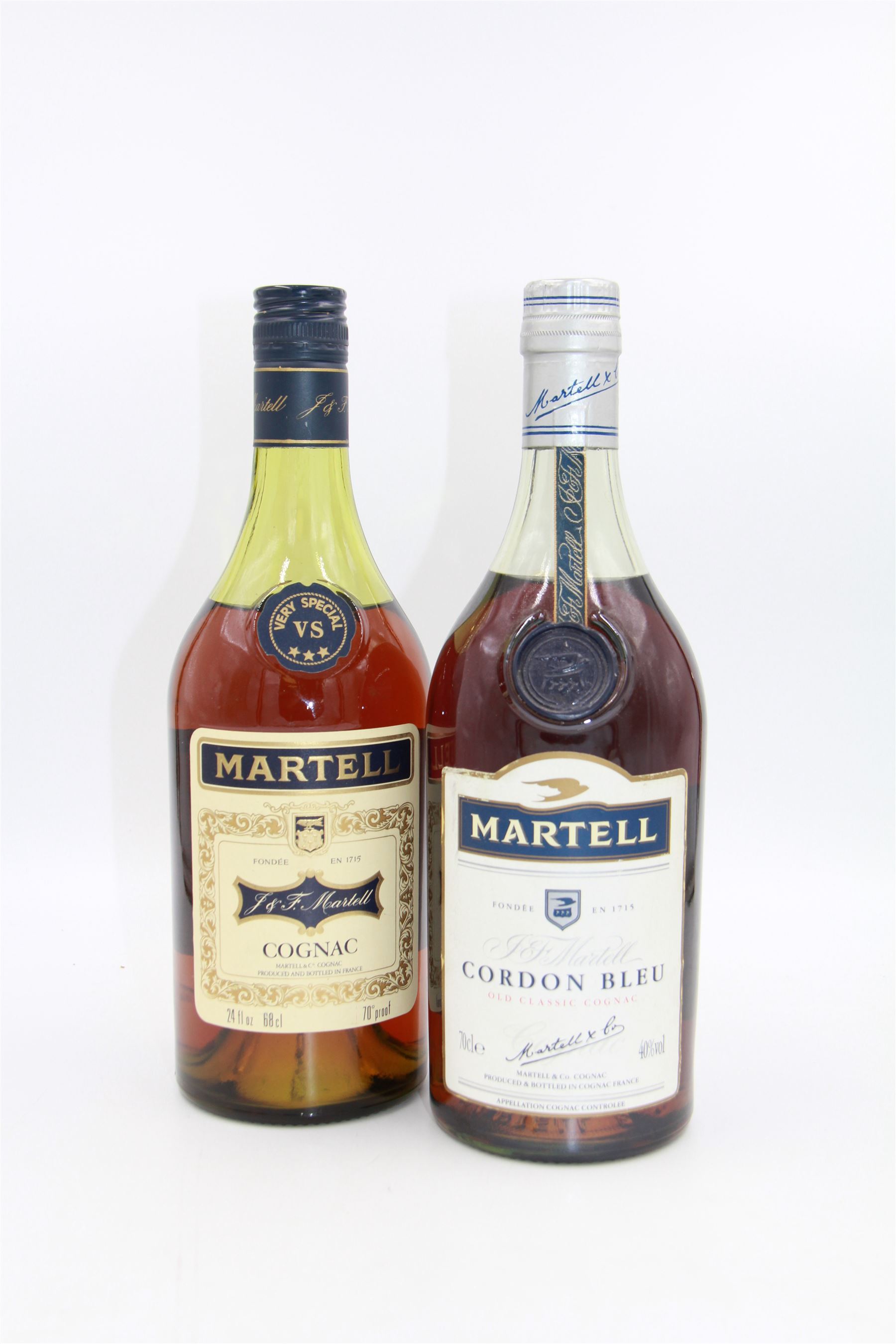 Martell, very special cognac 24fl oz 70% proof and Martell, Cordon Blue cognac 70cl 40% vol (2)