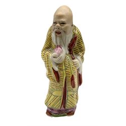 20th century Chinese Famille Rose figure of Shou Lao, H10cm