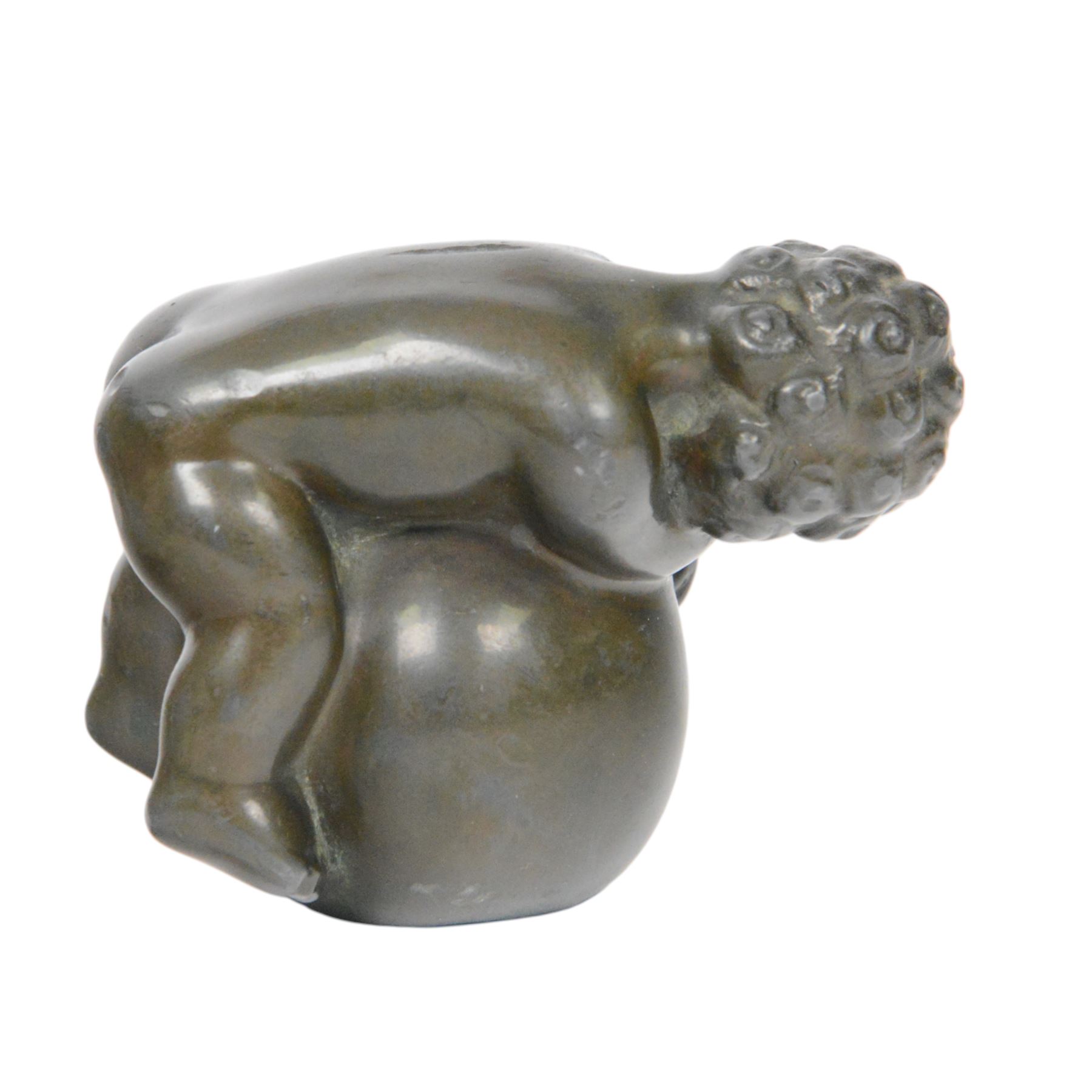 Just Andersen (Danish 1884 - 1943), bronze figure modelled as a putti sleeping upon a vase, signed beneath H6cm