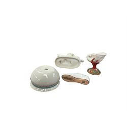 W H Goss Parian figure of Lady Godiva, together with Marmalade dish and cover, shoe and shell vase