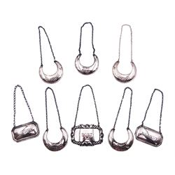 Set of five modern silver crescent shape