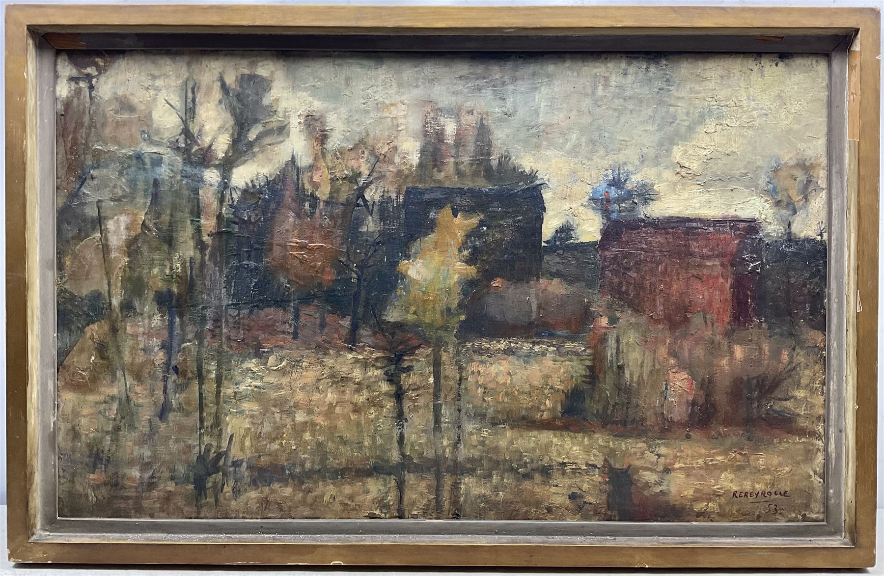 Paul Rebeyrolle (French 1926-2005): Abstract 'Landscape', oil on board signed and dated '53, 56cm x 91cm 
Provenance: exh. Marlborough Fine Art, London, February - March 1954 no.21, label verso