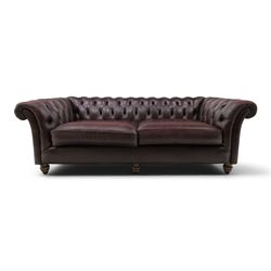 Thomas Lloyd - traditional shape Chesterfield two seater settee with rolled back and arms,...