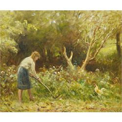 Ernest Higgins Rigg (Staithes Group 1868-1947): 'The Cottage Garden', oil on canvas unsign...