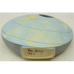  Ben Arnup (British 1954-): Trompe L'oeil stoneware slab built 3D sculpture of circular form, H31.5cm   