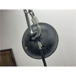 Pair of gothic style wrought iron ceiling lights, each with four branches, D58cm