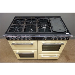  Stoves Richmond 1000GT Champagne, duel fuel gas and electric range cooker, seven burner hob with griddle plate, two ovens, grill and warmer, W100cm, H93cm, D67cm (This item is PAT tested - 5 day warranty from date of sale)   