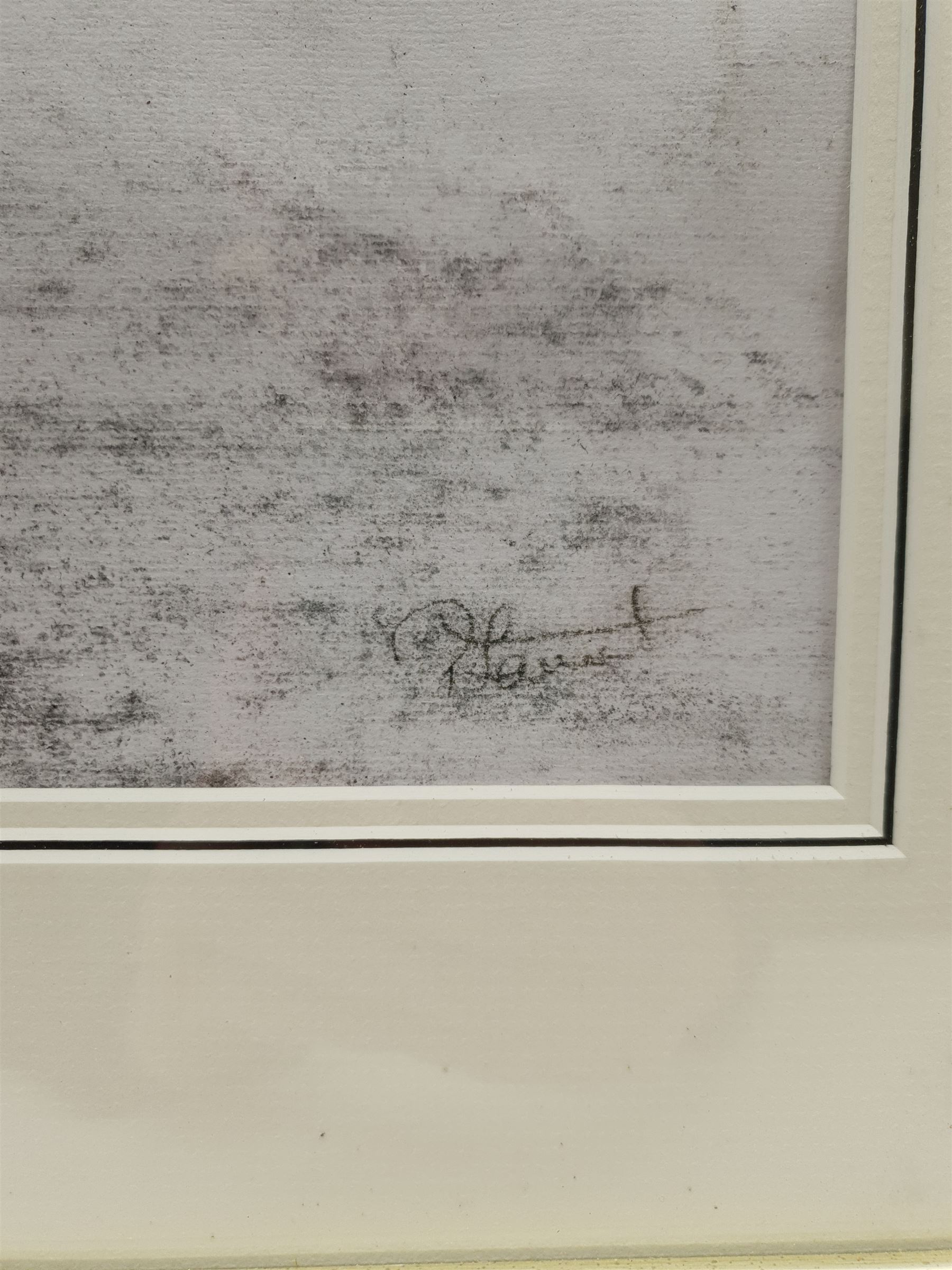 Richard Farrant (British Contemporary): 'Catwalk', charcoal signed 49cm x 39cm