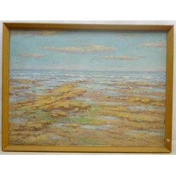 Harold Todd (British 1894-1977): 'Evening Sunlight on the Scaur, Robin Hood's Bay', oil on board signed, titled verso