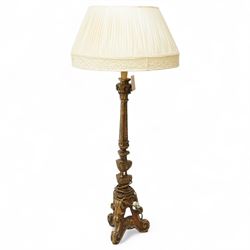 20th-century Italian giltwood and gesso floor standing lamp in the Venetian style, with sw...