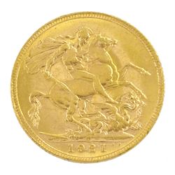 King George V 1921 gold full sovereign coin, Perth mint