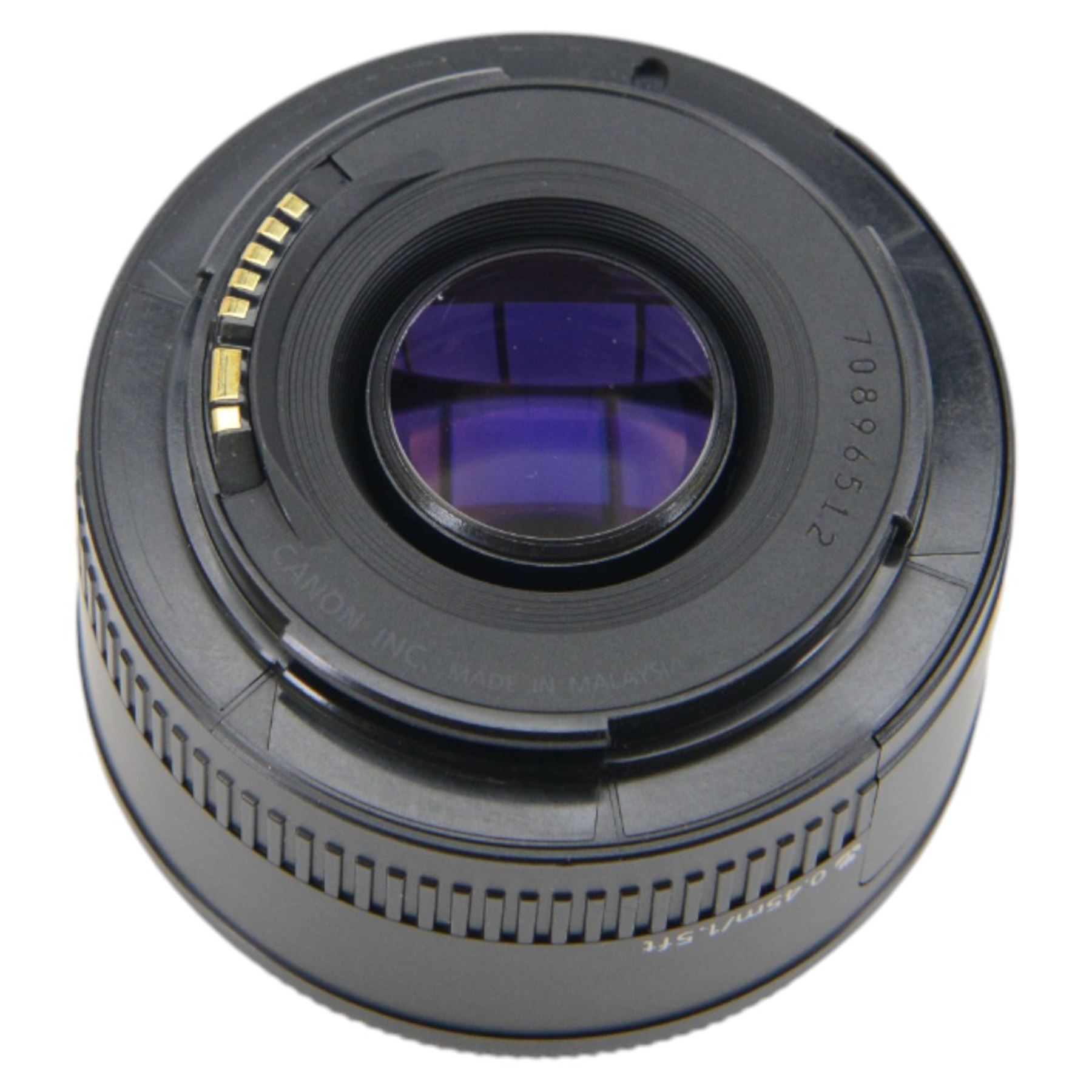 Four Canon camera lenses, comprising EF 50mm 1:1.8 lens serial no. 70896512, boxed, two zoom EF-S 18-55mm 1:3.5-5.6 IS lenses serial nos. 2040537810 and 6462009965 and an EF-S 55-250mm 1:4-5.6 lens serial no. 67007517