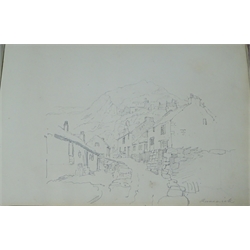  Henry Barlow Carter (British 1804-1868): Early Sketch Book c.1830-1835, twenty five pencil drawings of Staithes, Runswick, Whitby, Robin Hoods Bay and Scarborough all titled 23cm x 32cm (original book rebound)   Provenance: part of a large important North Yorkshire single owner life time collection of H B Carter watercolours and sketches  