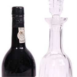 Warre's 1977 vintage port, 75cl unknown proof, two bottles, with Waterford Lismore pattern glass decanter