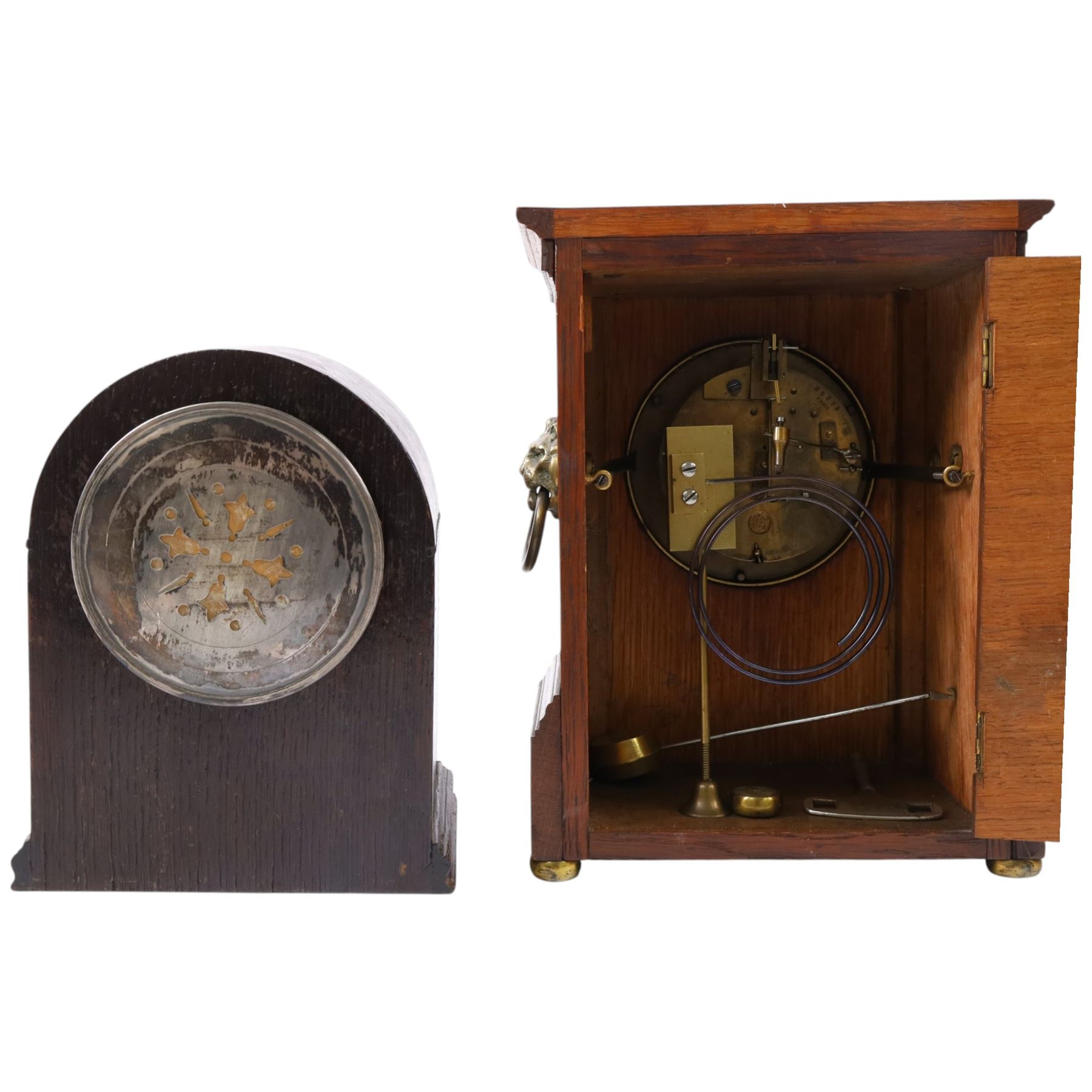 Early 20th century Smiths brass lantern clock, together with serval other mantel clocks