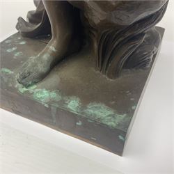 After Christopher Gabriel Allegrain (1710-1795),  Venus au bain, bronze, upon square plinth, Impressed F Barbedienne Fondeur, the base impressed C G Allegrain Fecit 1767, and bearing Barbedienne foundry seal, overall H51cm