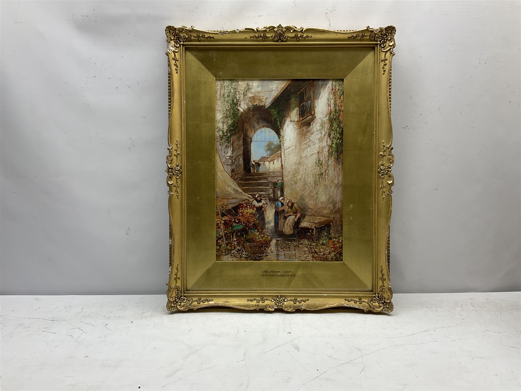 Fredrick John Bartram Hiles R.W.A. (British 1872-1927): 'The Flower Seller', watercolour and gouache signed, 38cm x 26cm
Notes: Hiles lost both arms as a child in a tram car accident and learnt to paint with the brush in his mouth 