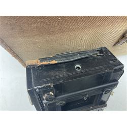 Contessa-Camera Werke folding camera, together with Hirrlinger folding camera, additional plates, two tripods and other accessories 