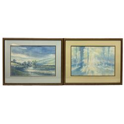 Leslie W Stones (British 20th century): Countryside Scenes, pair watercolours signed 32cm x 47cm (2)