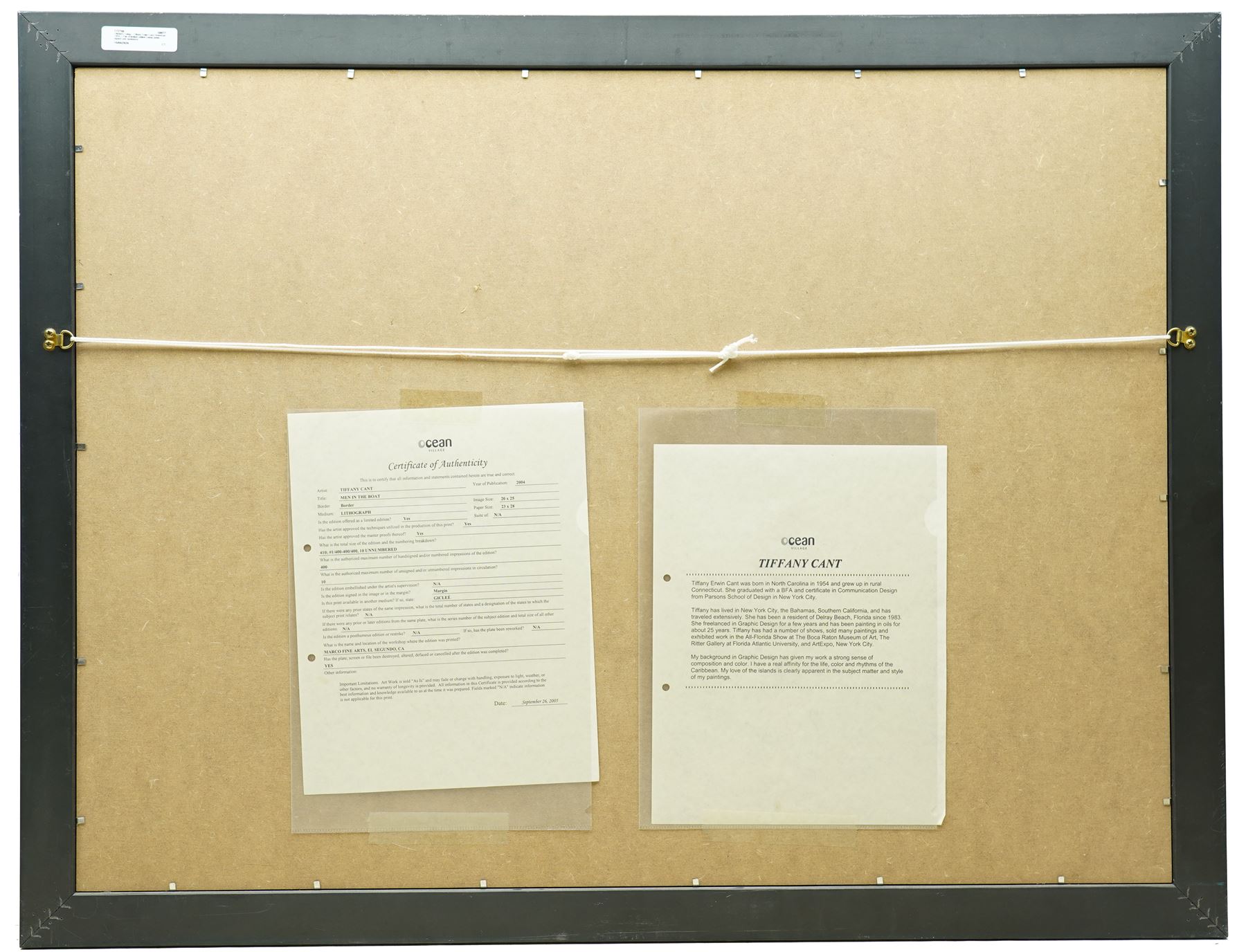 Tiffany Erwin Cant (American 1954-): 'Marketplace' and 'Men in the Boat', pair of limited edition colour lithographs signed and numbered 120/400 and 105/400, 51cm x 64cm (2)