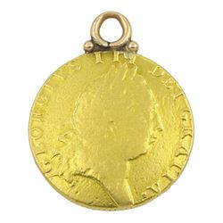 George III 1792 gold spade guinea, with soldered gold mount