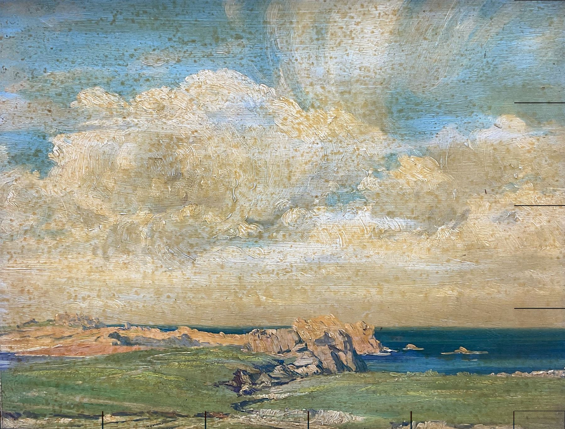 Arthur Bowmar Porter (Jersey 1876-1960): Sea from the Clifftop, oil on board unsigned, attributed verso 26cm x 34cm