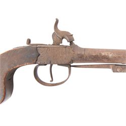19th century percussion hammer action pocket pistol with sprung bayonet, with 8cm (3.5