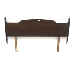 Pair Stag mahogany bedside chests, single drawer, square tapering supports (W45cm, H58cm, D32cm) a matching chest, four drawers, shaped plinth (W54cm, H72cm, D47cm) and a matching 4'6 headboard (W151cm)