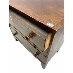 19th century mahogany chest, fitted with three drawers, crossbanded top