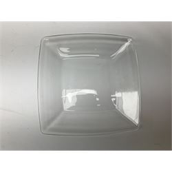 Elliott London green marble mantel clock, the gilt dial with silvered chapter ring, H16cm, together with a glass dish