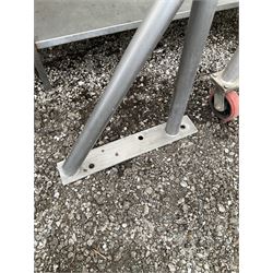 Large stainless steel tubular meat hanging rail (W230cm x H210cm), and a meat rail on castors (W150cm x H186cm) (2) - THIS LOT IS TO BE COLLECTED BY APPOINTMENT FROM DUGGLEBY STORAGE, GREAT HILL, EASTFIELD, SCARBOROUGH, YO11 3TX