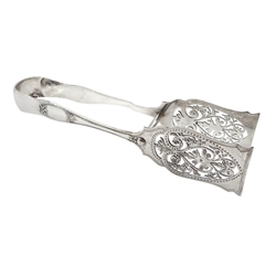 Pair of Edwardian silver asparagus tongs by James Dixon & Sons Ltd, Sheffield 1905, approx 5oz