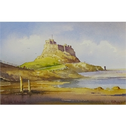  Kenneth W Burton (British 1946-): 'Lindisfarne Northumberland', watercolour signed and titled 15cm x 22cm Provenance: from 'The Counties of Great Britain Collection', certificate verso  