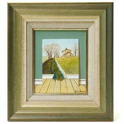 Neil Simone (British 1947-): 'Forward and Beyond', oil on panel signed 14cm x 11cm