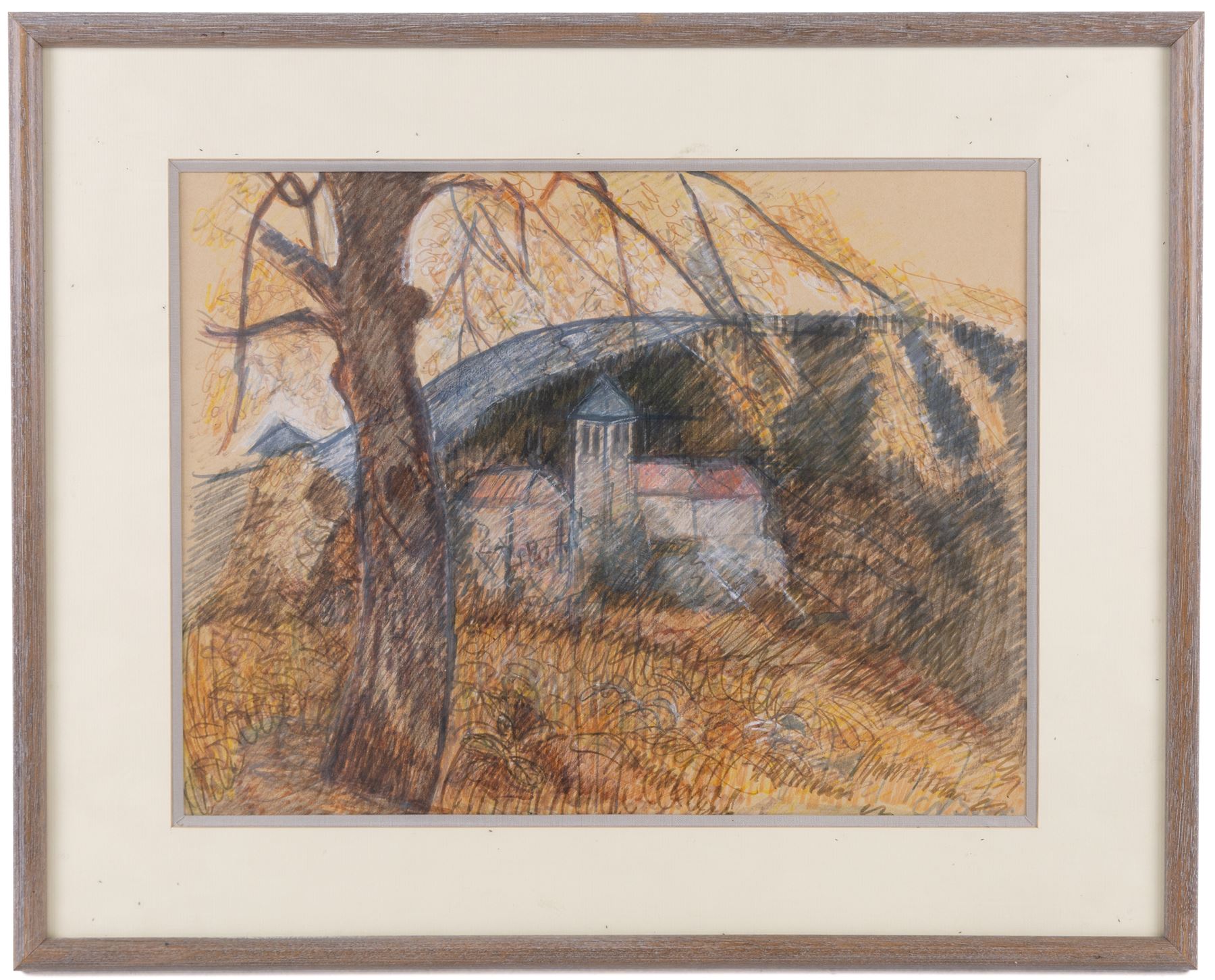 Colette Beleys (French 1911-1998): 'Village de Jougne - Doubs', gouache unsigned, inscribed verso 28cm x 36cm 