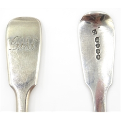  Pair of Georgian silver fiddle pattern tablespoons by Joseph & Albert Savory London 1836 approx 5oz  