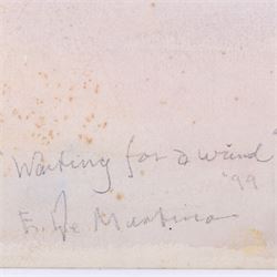 Eduardo De Martino (Italian 1838-1912): 'Waiting for a Wind' and Harbour Scene, two watercolour signed, one titled, each dated '82 and '99, 15.5cm x 24.5cm and 27cm x 36cm (2) (unframed)