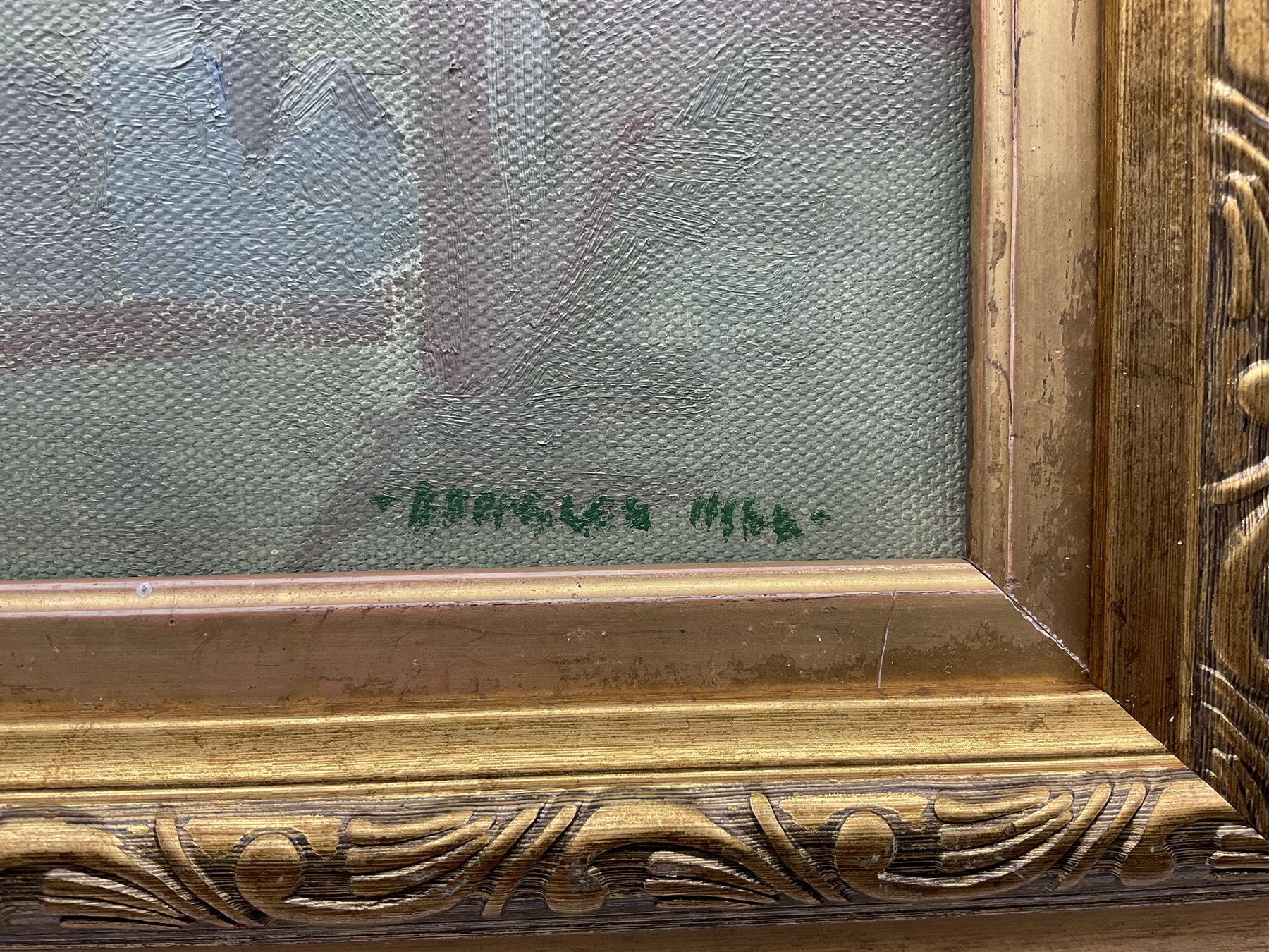 Douglas Hill (British 1953-): 'St Ives in Winter', oil on canvas signed, titled verso 24cm x 29cm 