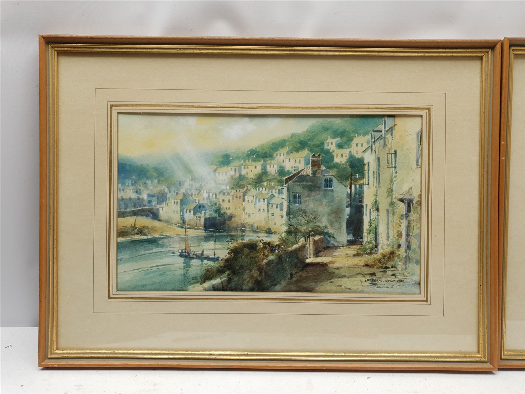 S Thompson (British 20th century): 'Polperro' and 'Looe' Cornwall, pair watercolours signed titled and dated '71, 22cm x 38cm; Margaret Crowther (British early 20th century): 'Clovelly', watercolour signed titled and dated 1937 32cm x 45cm (3)