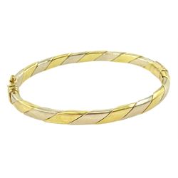 18ct white and yellow gold bangle, stamped 750