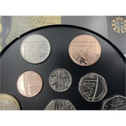 The Royal Mint United Kingdom 2009 brilliant uncirculated coin collection, including Kew Gardens fifty pence, in card folder