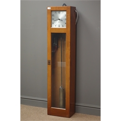  Mid 20th century oak cased 'Gents' of Leicester' electric clock, with pendulum, H129cm  