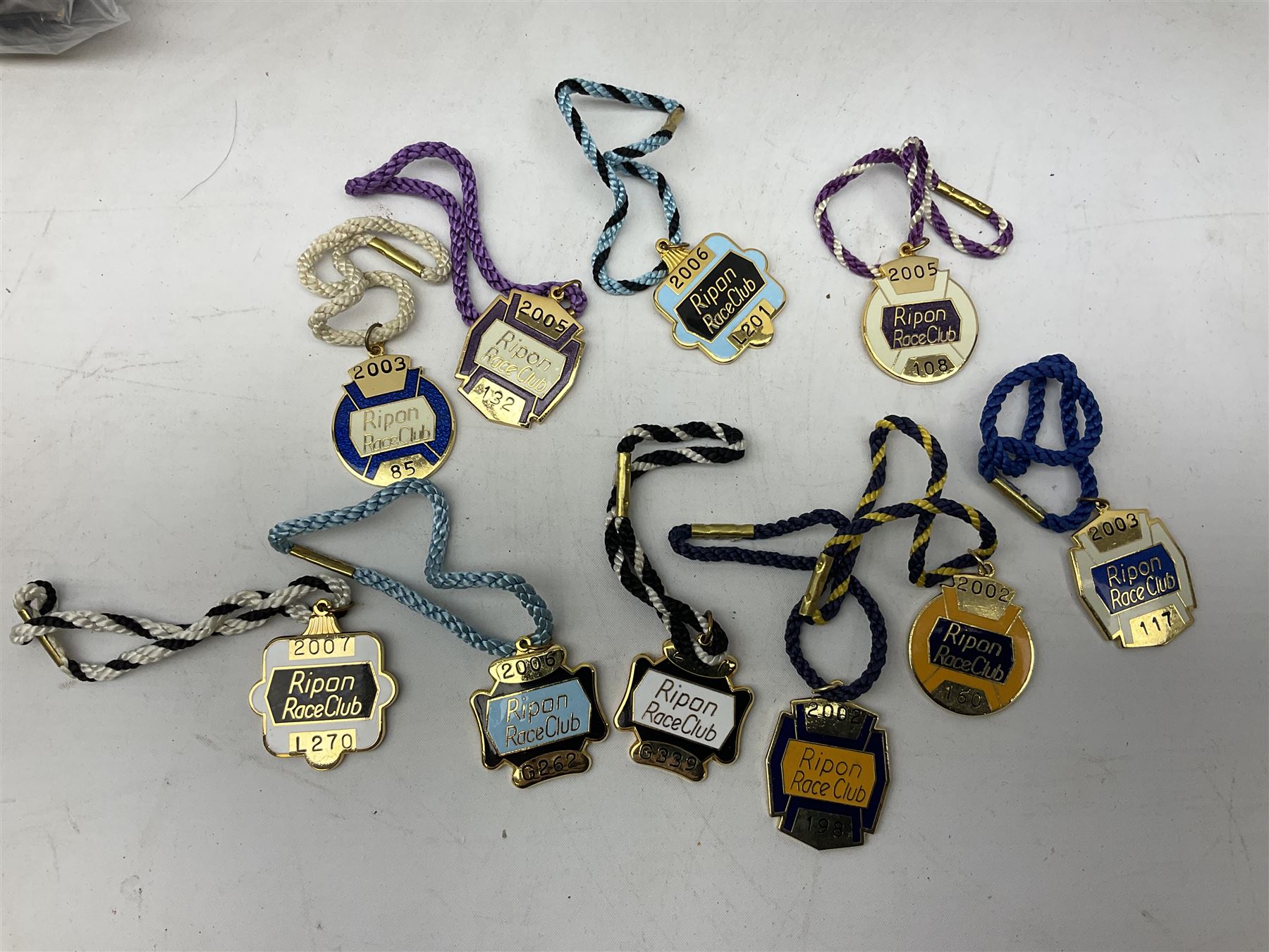 Thirty nine enamelled horse racing badges, to include badges from York, Ripon, Beverley Goodwood etc