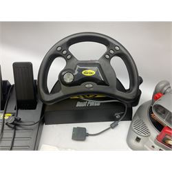 Mad Catz Dual Force Racing Wheel and Foot control for Playstation; Arcadia Image Projecting Game System; pair of Captain Scarlet and the Misterons phaser guns etc