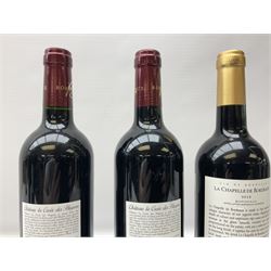 Mixed red wines including six bottles Chateau Verniotte Castillon Cotes de Bordeaux 2011, 750ml 14.5% vol, two bottles Chateau Philippe Lamour Costieres De Nimes 2016, 750ml 14% vol, Chateau du Prieur Bordeaux 2016 and five others of various contents and proofs (14)  
