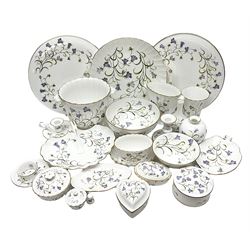 Large collection of Spode Campanula pattern ceramics, to include two cake plates, candle stick, vases bowls, planter, covered bon bon dish etc, many with boxes 