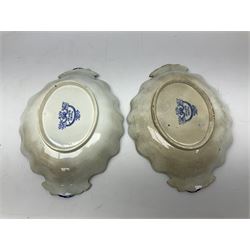 Minton Bombay pattern platter, together with Mason's meat platter, decorated with mythical beast, and two Cauldron Place Opaque China dishes 