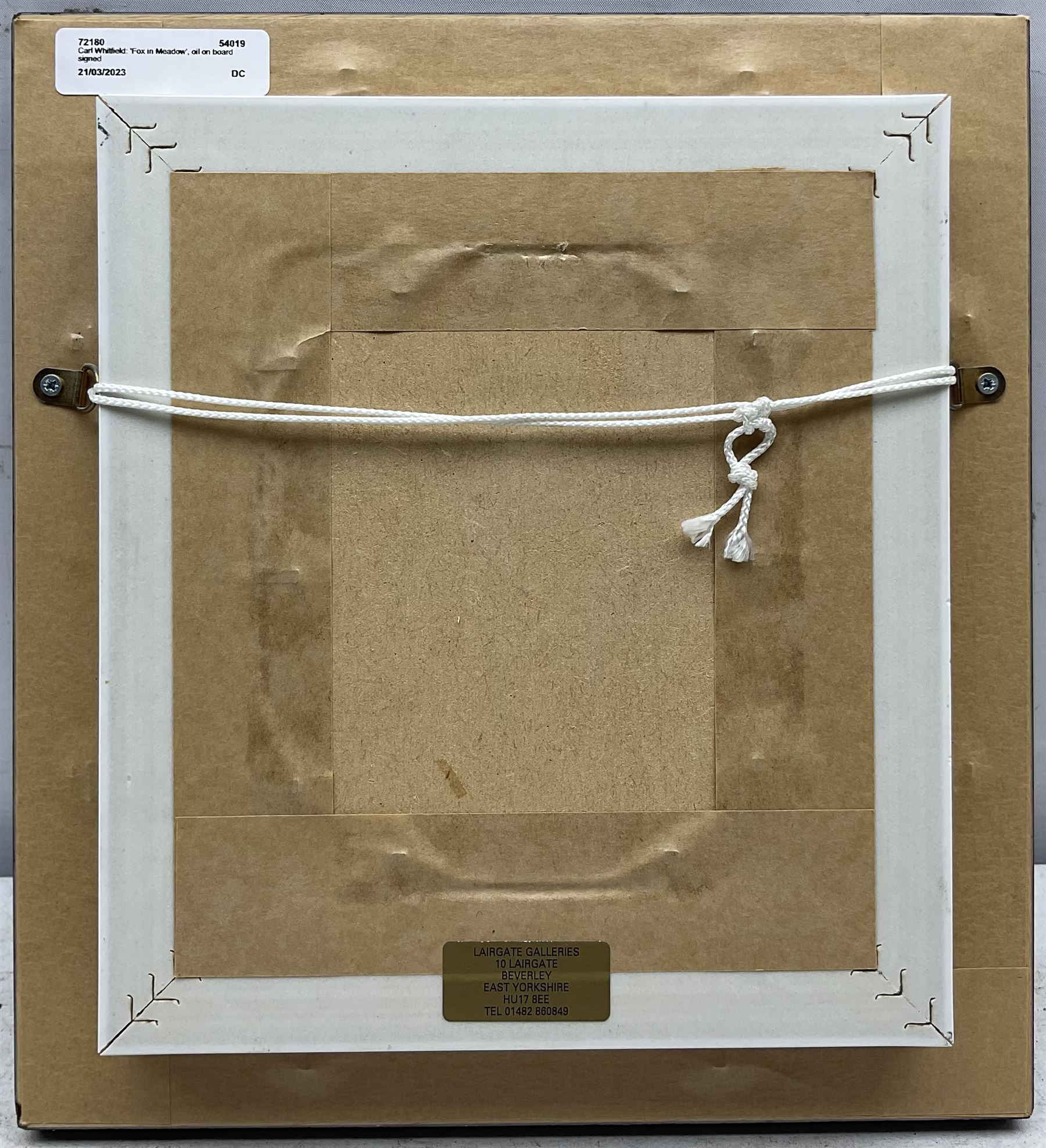 Carl Whitfield (British 1958-): 'Fox in Meadow', oil on board signed 14cm x 11.5cm
Provenance: with Lairgate Galleries, Beverley, original receipt verso