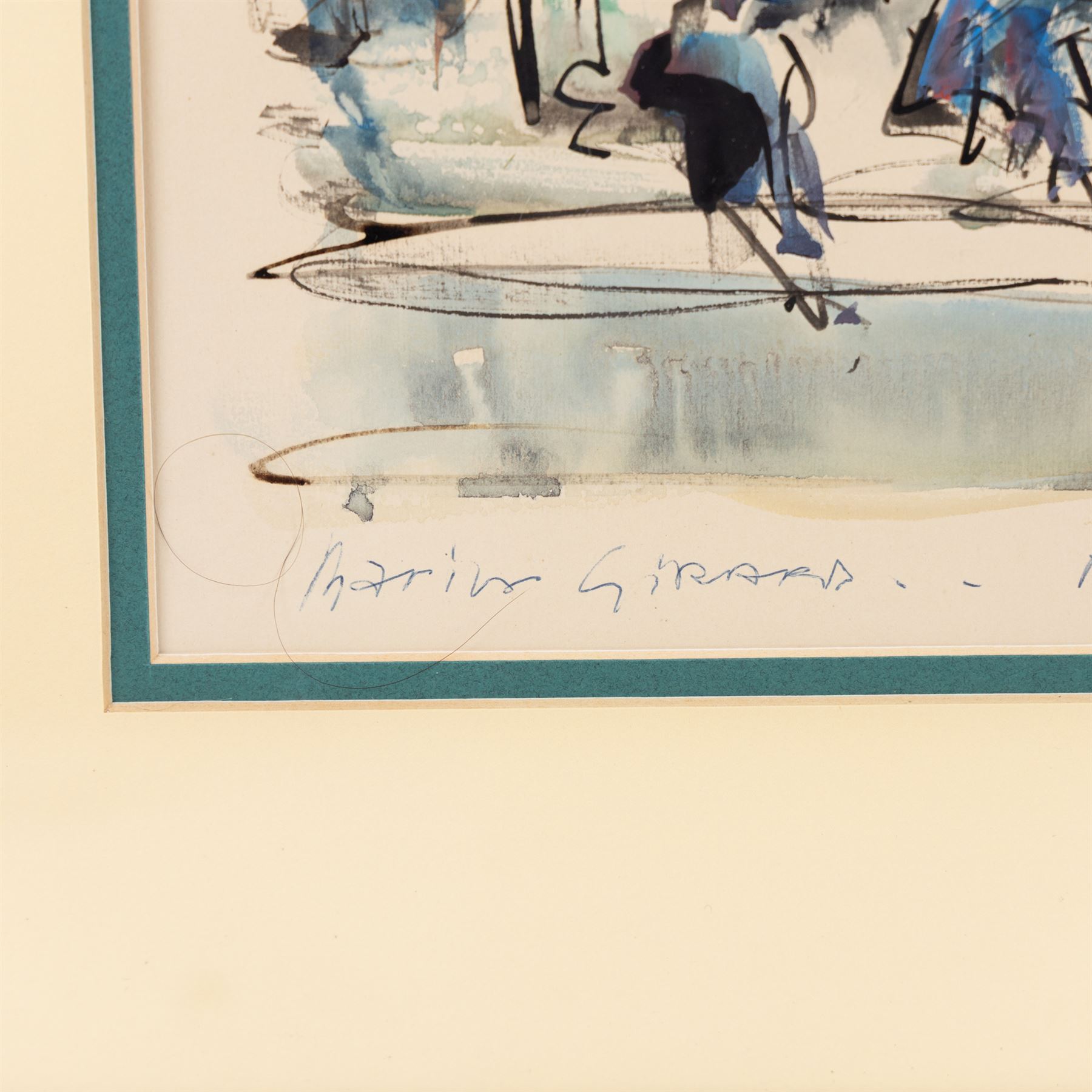 Maurice Girard (French 20th Century): French Street Scene, watercolour signed, with inscription 'Pour Bebe-', 35cm x 43cm 