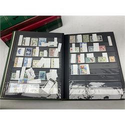 Stamps including Queen Victoria Queensland, modern Australia, King Edward VII Ceylon and Mauritius, South Africa, Gambia, Falkland Islands, Gold Coast, Ireland etc, housed in seven albums/folders and on loose album pages, in one box